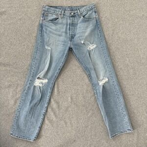 Levis 501‎ '93 Jeans Mens 31x30 Light Wash Straight Distressed Premium 31x28